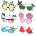 thumbnail image 1 of 6 Pairs Novelty Party Sunglasses, Funny Luau Party Sunglasses Hawaiian Tropical Glasses Beach Themed Party Supplies Decoration, 1 of 6