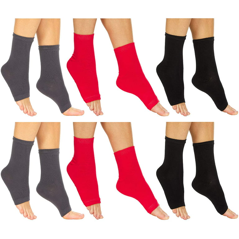 6 Pairs Of SOCKS'NBULK Women's Cotton Pedicure Socks, Open Toe
