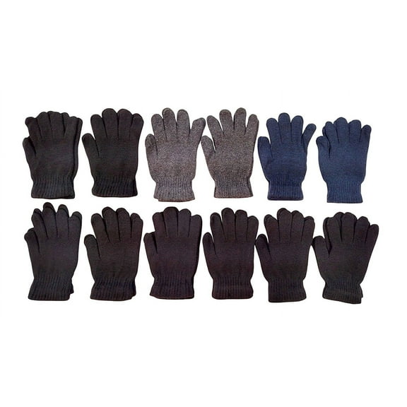 12 Pairs Of Solid Color Polyester / Acrylic Gloves