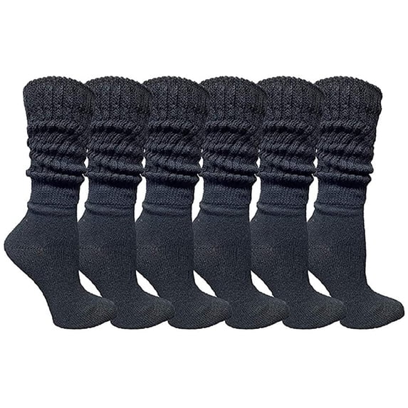 6 Pairs Of Yacht & Smith EXTRA THICK Slouch Socks for Women, Extra Heavy Slouchy Ladies Cotton Crew Boot Socks