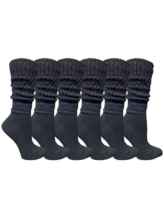 6 Pairs Of Yacht & Smith EXTRA THICK Slouch Socks for Women, Extra Heavy Slouchy Ladies Cotton Crew Boot Socks