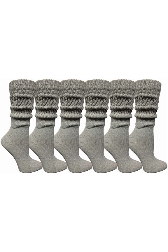 6 Pairs Of Yacht & Smith EXTRA THICK Slouch Socks for Women, Extra Heavy Slouchy Ladies Cotton Crew Boot Socks