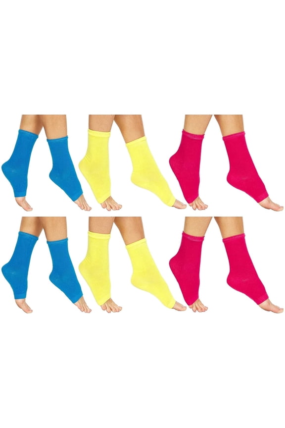 6 Pairs Of Yacht & Smith Women's Cotton Pedicure Socks, Open Toe Flip Flop Socks, Sock Size 9-11