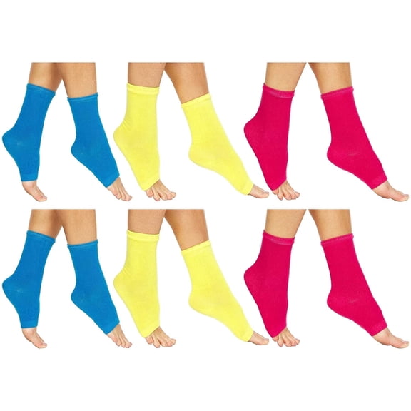 6 Pairs Of Yacht & Smith Women's Cotton Pedicure Socks, Open Toe Flip Flop Socks, Sock Size 9-11