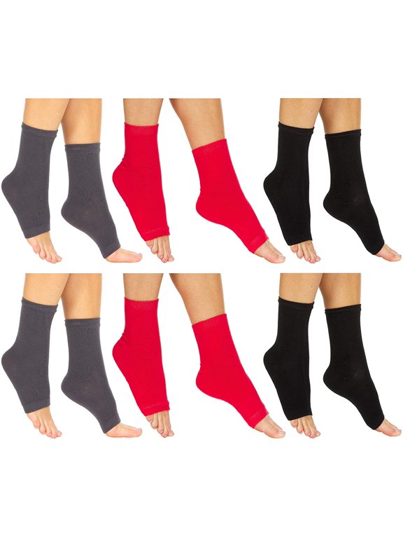 6 Pairs Of Yacht & Smith Women's Cotton Pedicure Socks, Open Toe Flip Flop Socks, Sock Size 9-11