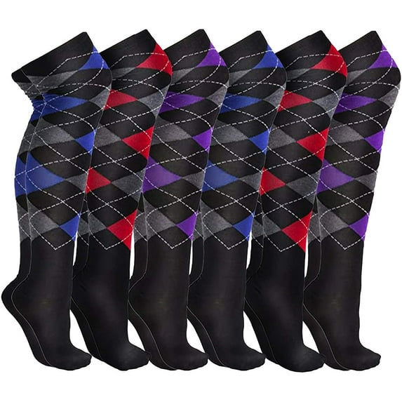 6 Pairs Of Yacht & Smith Womens Over the Knee Socks, Assorted Premium Soft, Cotton Colorful Patterned