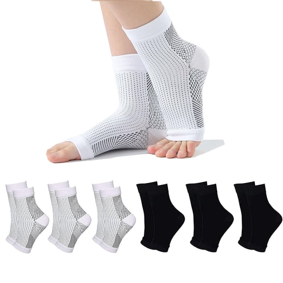 6 Pairs Open Toe Adjustable Ankle Brace Compression Sleeves with Arch Support for Women & Men , Relief for Swelling, Plantar Fasciitis, and Sprains  Step into Comfort and Stability