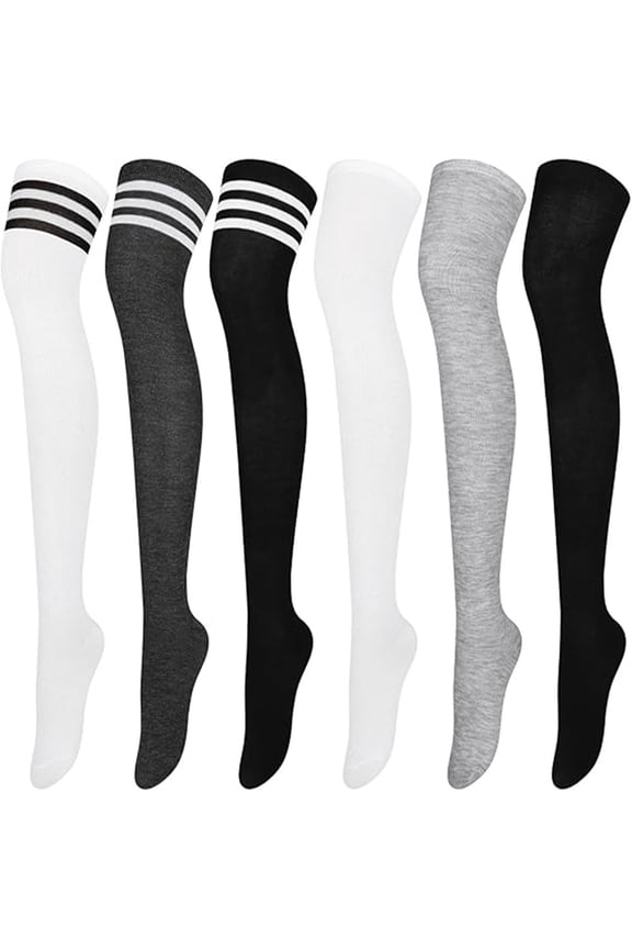 6 Pairs Over Knee Thigh Socks Knee-High Warm Stocking Women Boot Sock Leg Warmer High Socks for Daily Wear, Cosplay