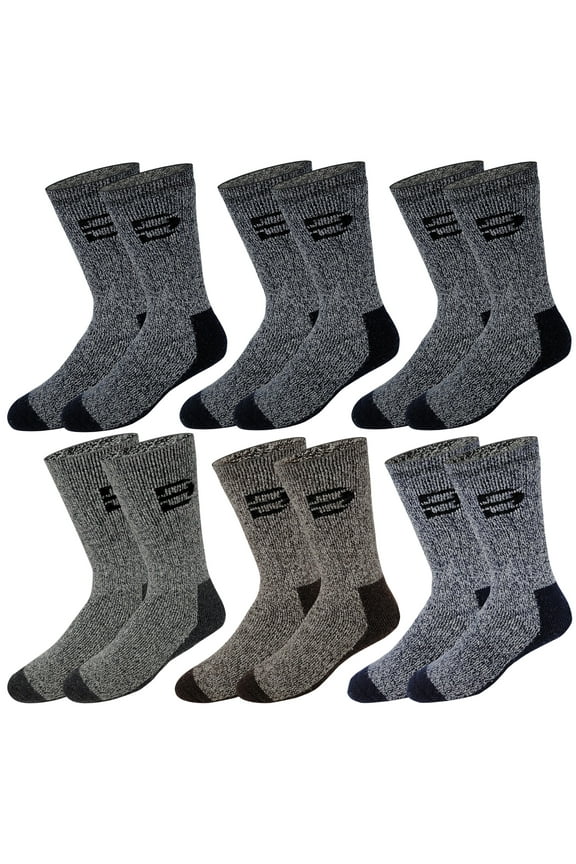 6 Pairs Pack Men's Heavy Weight Outdoor Merino Wool Hiking Thermal Boot Socks