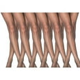 thumbnail image 1 of 6 Pairs Pantyhose for Women Thin Sheer Tights with Control Top 20 Denier (Black- Large) from M.O.S, 1 of 6