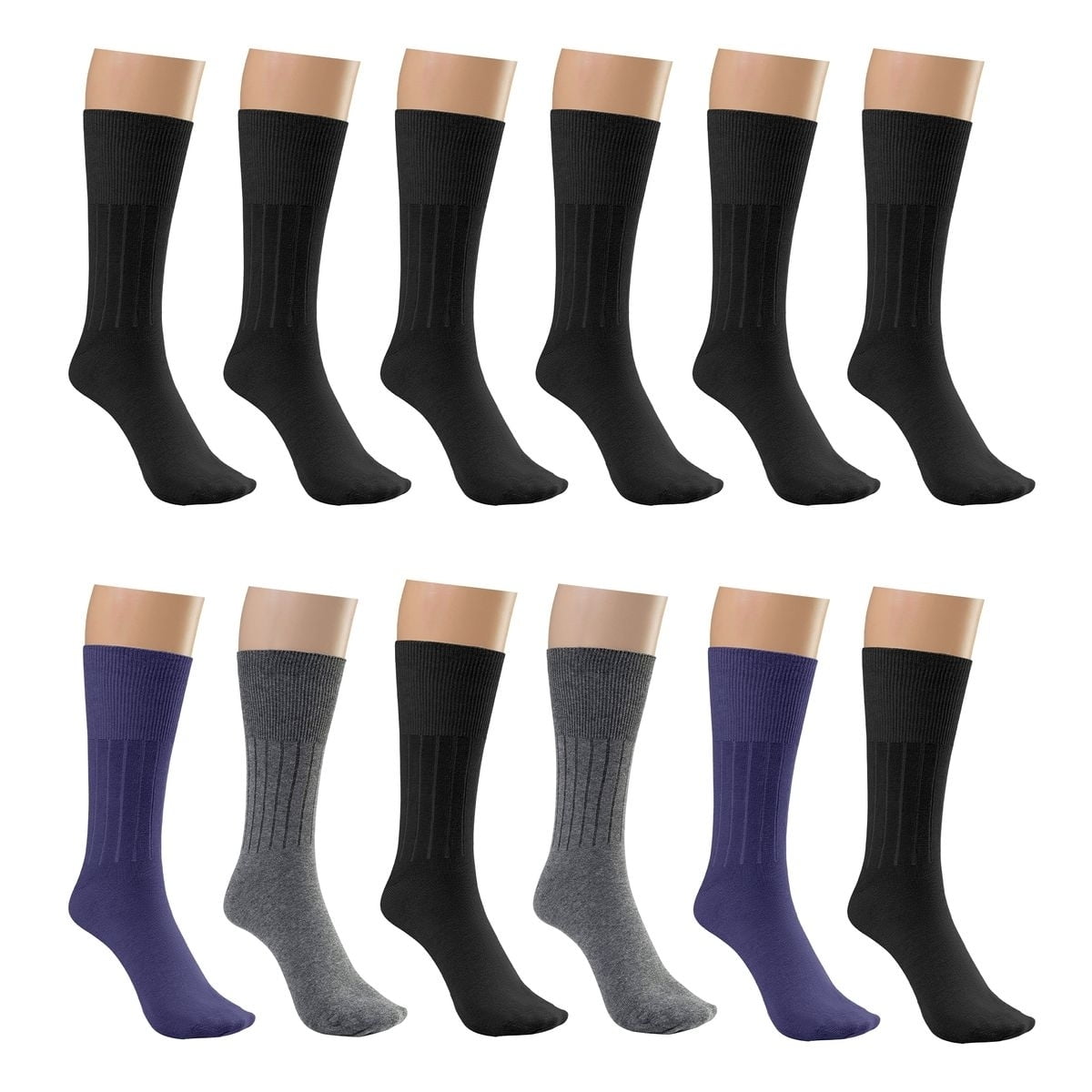 6Pairs Physician Approved Diabetic Circulatory Crew Dress Socks, Knee