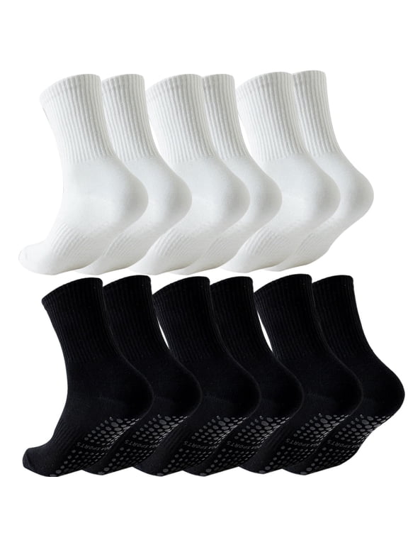 6 Pairs Pilates Socks with Grips for Women, Non Slip Yoga Grip Socks, Grippy Ballet Barre Socks for Dance Hospital