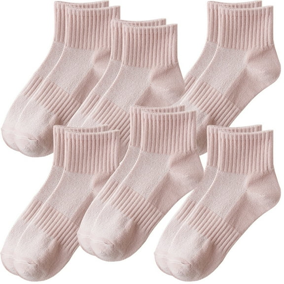 6 Pairs Pink Women's Running Ankle Socks Athletic Sport Socks Cushioned