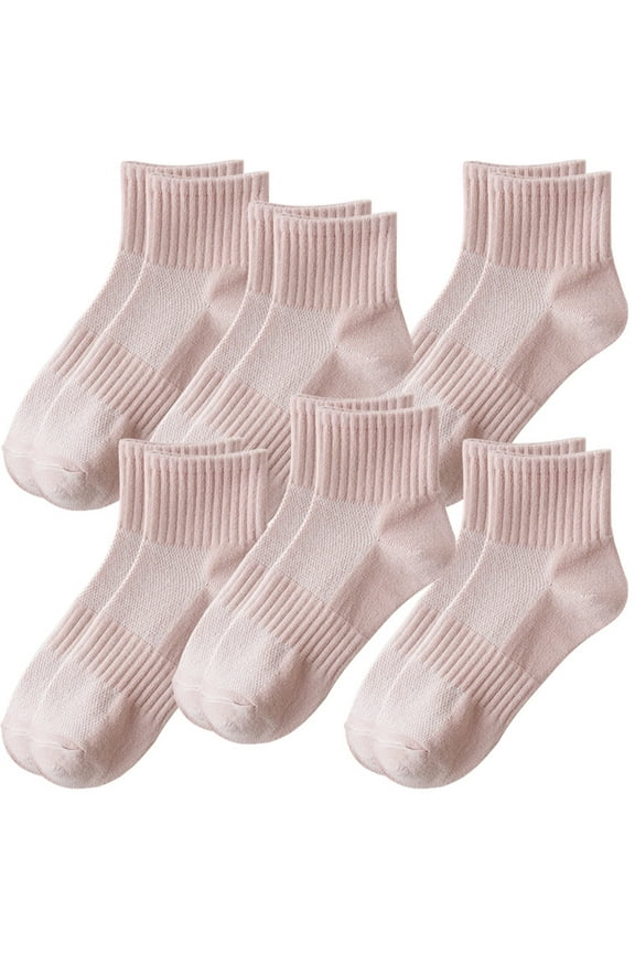 6 Pairs Pink Women's Running Ankle Socks Athletic Sport Socks Cushioned