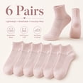 thumbnail image 1 of 6 Pairs Pink Women's Running Ankle Socks Athletic Sport Socks Cushioned, 1 of 9
