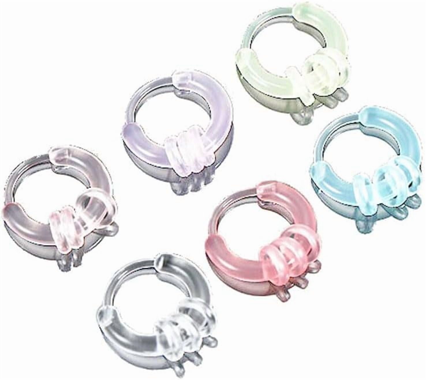 PANJIUO 6 Pairs Plastic Earrings for Sensitive Ears & Nose,Clear Earrings Translucent Stud Earring Posts Cute Silicone Hoop Skin-Harmless Earrings for Women Multipack Set Blank Pin[t754]