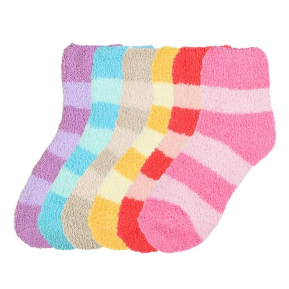 6 Pairs Plush Slipper Socks Fuzzy Fleece Warm Soft Cozy Fluffy Winter Home Cabin Sleeping Premium Socks Comfy Christmas Stuffers Gifts for Women