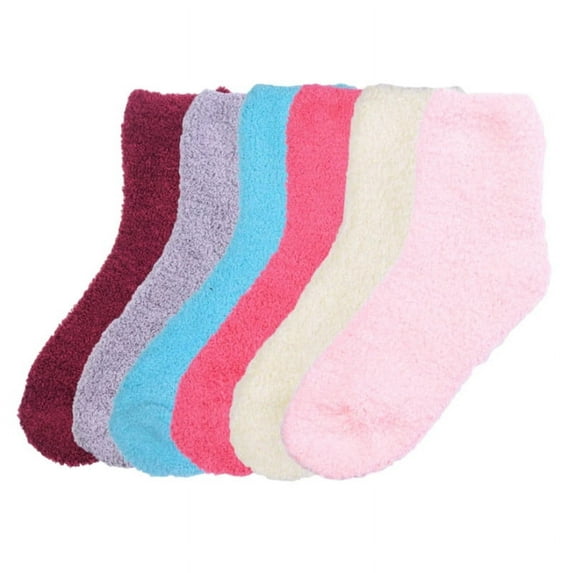 6 Pairs Plush Slipper Socks Fuzzy Fleece Warm Soft Cozy Fluffy Winter Home Cabin Sleeping Premium Socks Comfy Christmas Stuffers Gifts for Women