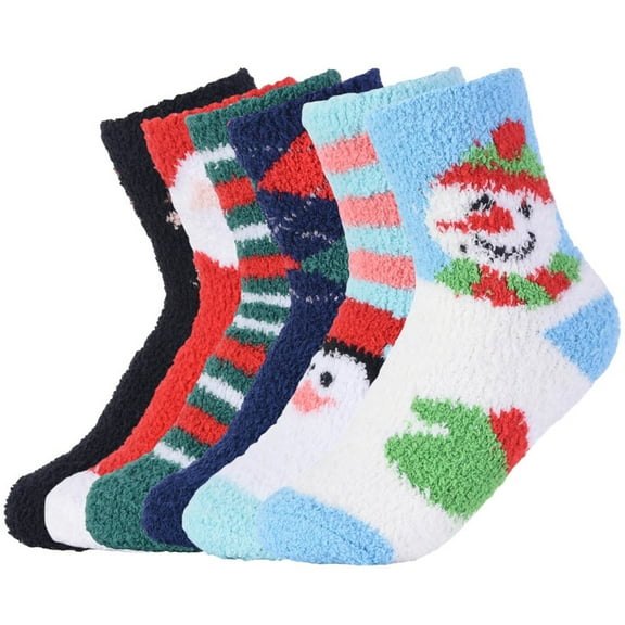 6 Pairs Plush Slipper Socks Fuzzy Fleece Warm Soft Cozy Fluffy Winter Home Cabin Sleeping Premium Socks Comfy Christmas Stuffers Gifts for Women