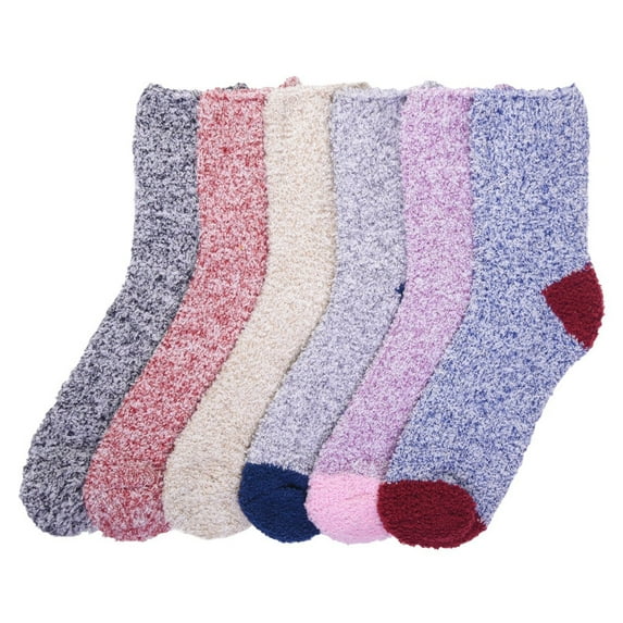 6 Pairs Plush Slipper Socks Fuzzy Fleece Warm Soft Cozy Fluffy Winter Home Cabin Sleeping Premium Socks Comfy Christmas Stuffers Gifts for Women