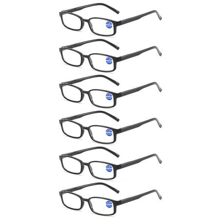 6 Pairs Reading Glasses Anti Blue Light Rectangular Spring Hinge Readers