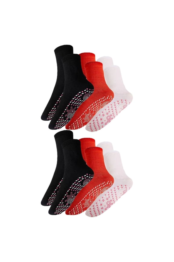 Comfortable Warm Socks Cotton Polyester 6Pairs Mid-Calf Length for Men Women Hiking Winter