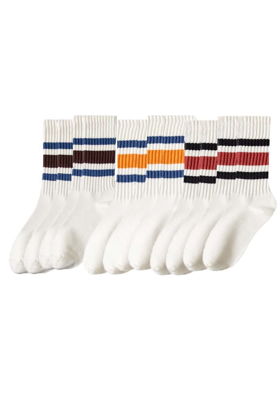 6 Pairs Retro Socks for Women Striped Colorful vintage socks Cotton Breathable Comfort