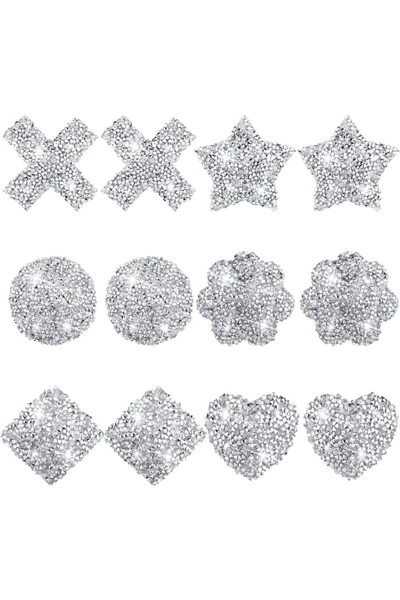 6 Pairs Rhinestone Pasties Sticky Bra Reusable Breast Covers Nipple Covers Waterproof Breast Stickers for Women