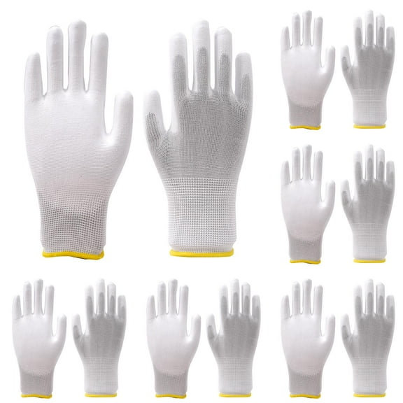 6 Pairs Safety Work Gloves, Nylon Knit, High-Grip, Knit Wrist , Ideal for General Duty Work
