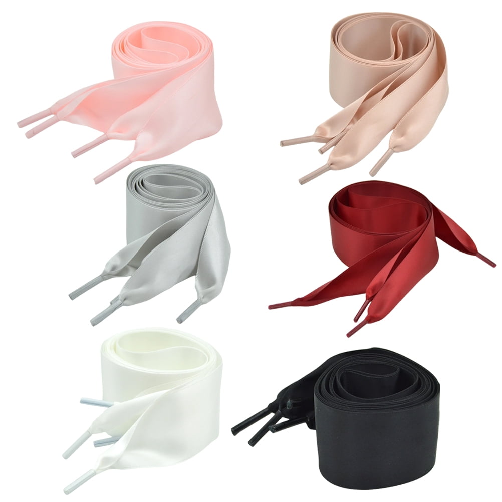 Eease 6 Pairs Satin Shoelaces Ribbon Laces Flat Shoe Laces Sneakers