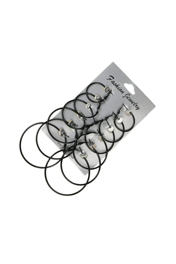 6 Pairs/Set Hoop Earrings Women Jewelry Circle Fashion Black White Charm Simple