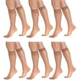 thumbnail image 1 of 6 Pairs Sheer Knee High Socks for Women 15 Denier Stay up Band (Bronze), 1 of 6