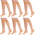thumbnail image 1 of 6 Pairs Sheer Knee High Socks for Women 15 Denier Stay up Band (Skin), 1 of 5