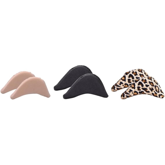 6 Pairs Shoe Head Pads Sponge Cushion Ball-of-Foot Inserts Relief Tip Cushions for High Heels Black Beige Leopard Pattern Womens Foot Comfort
