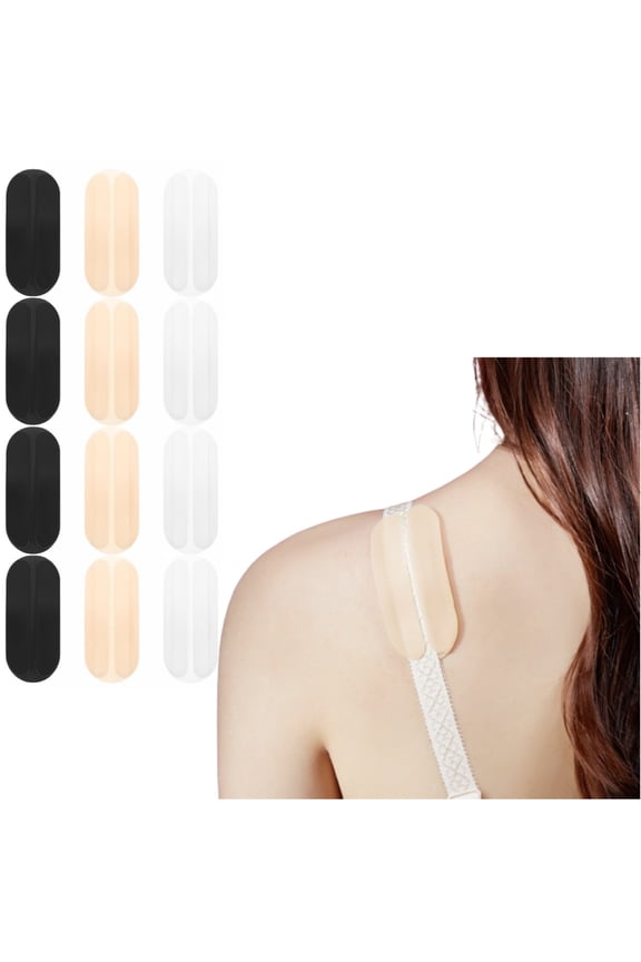 6 Pairs Silicone Bra Strap Cushion, Bra Strap Holders for Slipping Bra Strap Pads Soft No Dents Non-Slip Shoulder Pads for Bra Straps (Black, White, Skin Color)