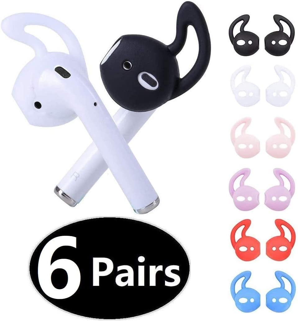 6 Pairs Silicone Ear Tips Ear Hooks Compatible with Apple AirPods/EarPods,Silicone Soft Covers Anti-Slip Sport Earbud Tips, Anti-Drop Ear Hook Gel Headphones Earphones Tips,6 Colors