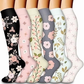 6 Pairs Size Compression Socks for Women &Man,20-30 mmHg Knee High Compression Socks, Nylon Unisex Compreeion Sport Sock for Medical, Running(L/XL)