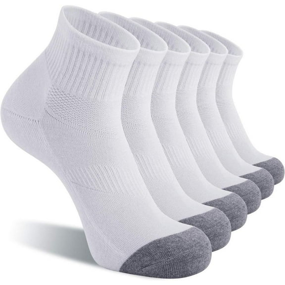 6 Pairs Size L Men's Ankle Socks with Cushion Athletic Running Socks Dry & Breathable Fashion Accessories White Cotton