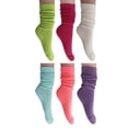 thumbnail image 1 of 6 Pairs Slouch Knee High Scrunch Socks for Women and Men - (Almond Green-Fuchsia-Ivory-Mint-Neon Pink-Purple), 1 of 6