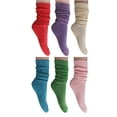 thumbnail image 1 of 6 Pairs Slouch Knee High Scrunch Socks for Women and Men - (Hot Pink-Purple-Ecru-Capri-Forest Green-Pink), 1 of 5