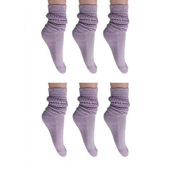 6 Pairs Slouch Socks Women and Men Shoe Size 5 to 10 (Lilac)