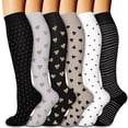 thumbnail image 1 of 6 Pairs Sport Compression Socks for Women & Men, Thigh High Compression Socks for Flying, Running, Cycling, Athletic (L/XL), 1 of 6