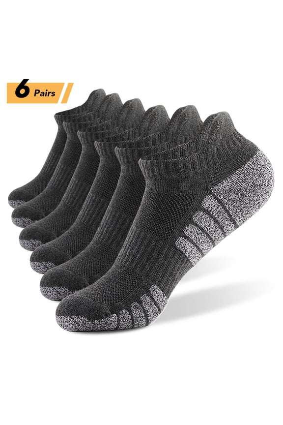 6 Pairs Sports Ankle Socks Athletic Low-cut Socks Thick Knit Autumn Winter Socks Outdoor Fitness Breathable Quick Dry Socks Wear-resistant Warm Socks Lightweight -skid No-Show Socks For Marathon Runn