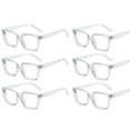 thumbnail image 1 of 6 Pairs Square Blue Light Blocking Reading Glasses Rectangle Spring Hinge Readers, 1 of 4