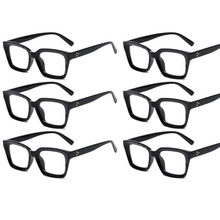 6 Pairs Square Blue Light Blocking Reading Glasses Rectangle Spring Hinge Readers