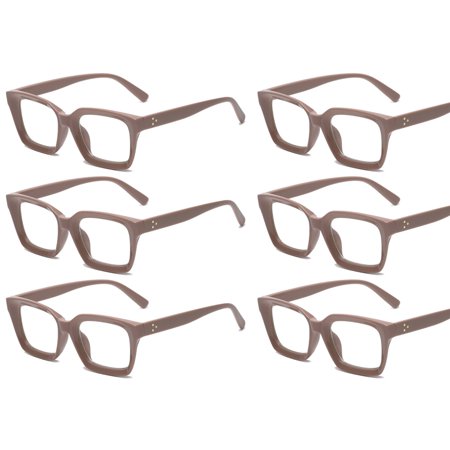 6 Pairs Square Blue Light Blocking Reading Glasses Rectangle Spring Hinge Readers