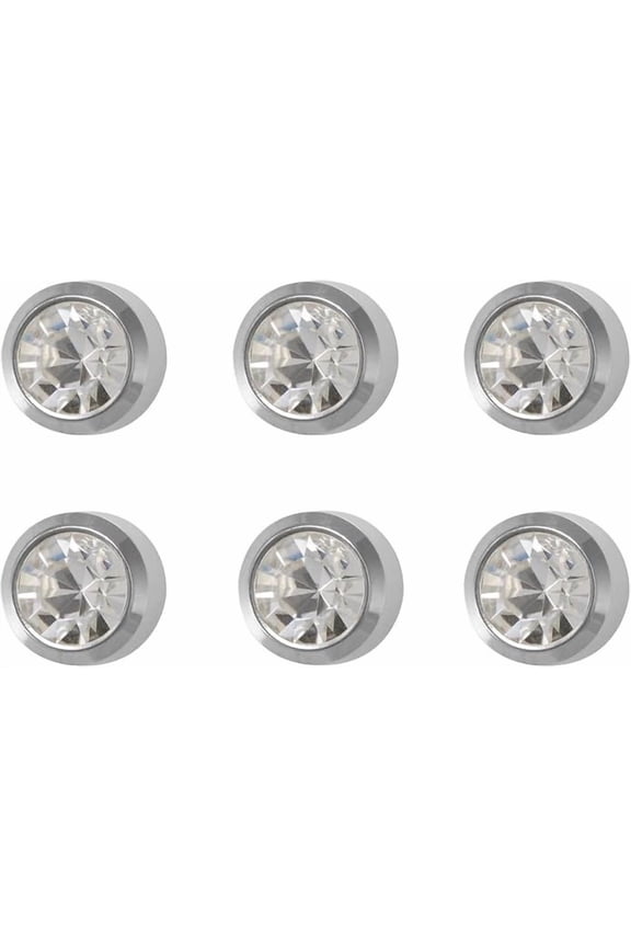 6 Pairs Studex April Crystal Regular 3mm Stainless Steel Bezel Setting Ear Piercing Stud Earrings Birthstone