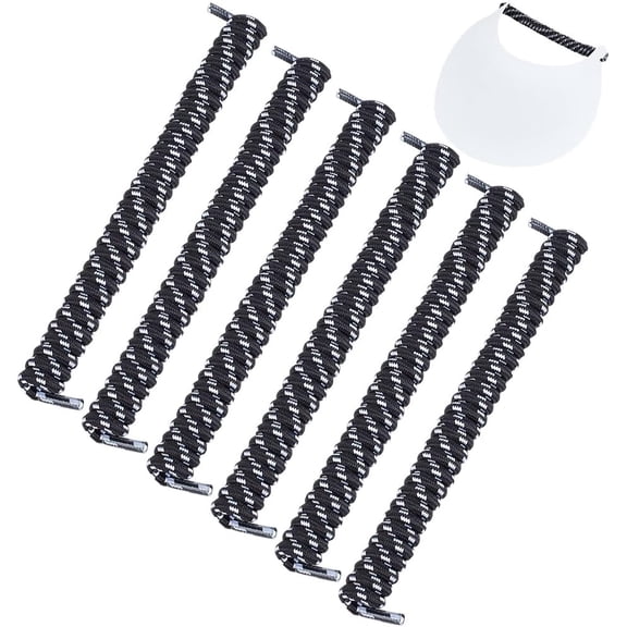 6 Pairs Sun String Visor Cord Curly Elastic Lace for Foam Sun Hat Sports Shoes 5.3~5.7inch Long Polyester