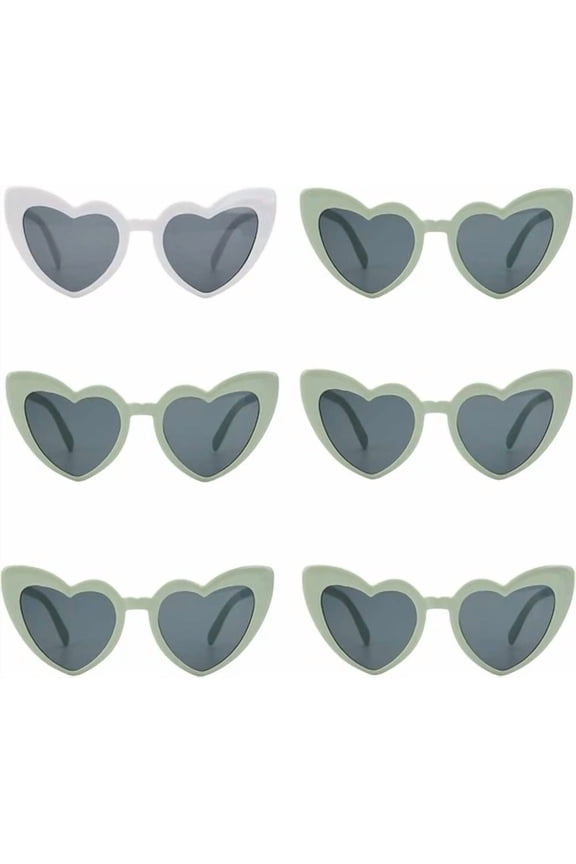 6 Pairs Sunglasses Women, Womens Retro Vintage Fashion Heart Shape Sun Glasses