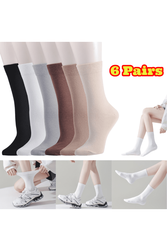 6 Pairs Super Soft Crew Socks, Cozy Causal Athletic Seamless Socks for Women, Thin Dress Socks